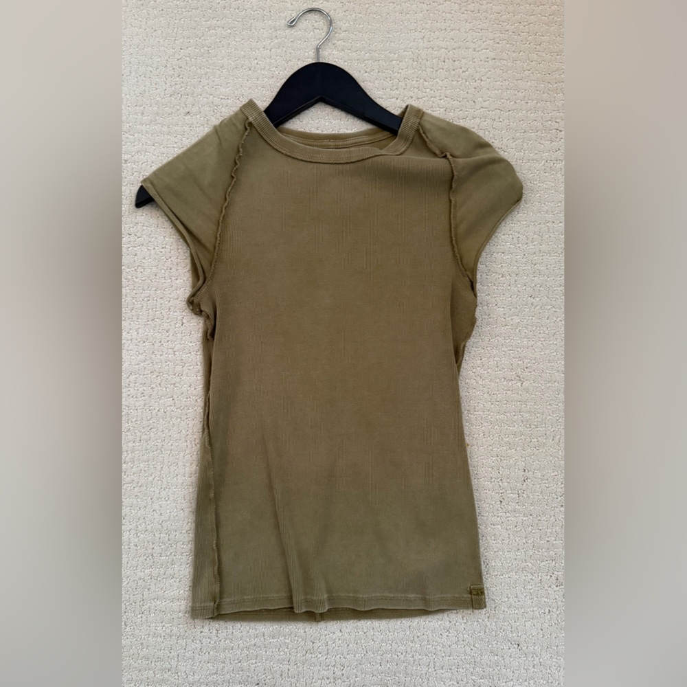 We The Free Khaki Ribbed Top
